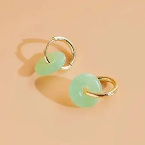 Serene Elegant Jade Gold filled Circle Drop Earrings